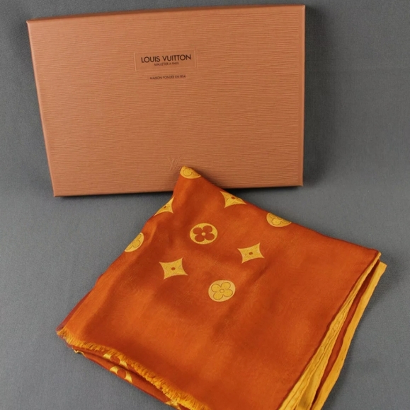 AUTHENTIC LOUIS VUITTON PUMPKIN ORANGE/YELLOW SCAR - Picture 3 of 9